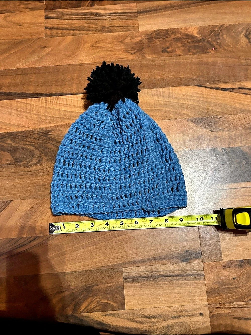 Blue crochet Pom-Pom Hat Like New